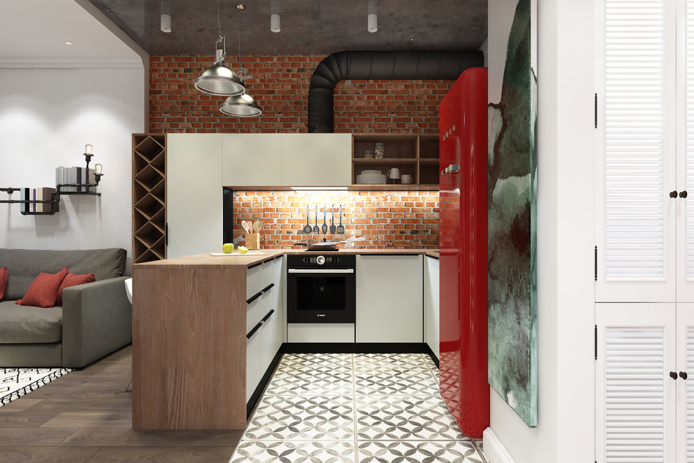 Лофт с красными акцентами