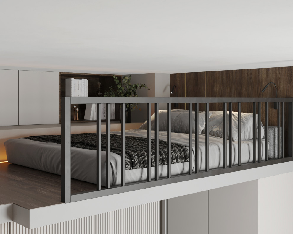 Дизайн интерьера студии с антресольным этажом