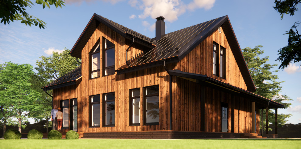 Деревянный фасад с прозрачным лаком