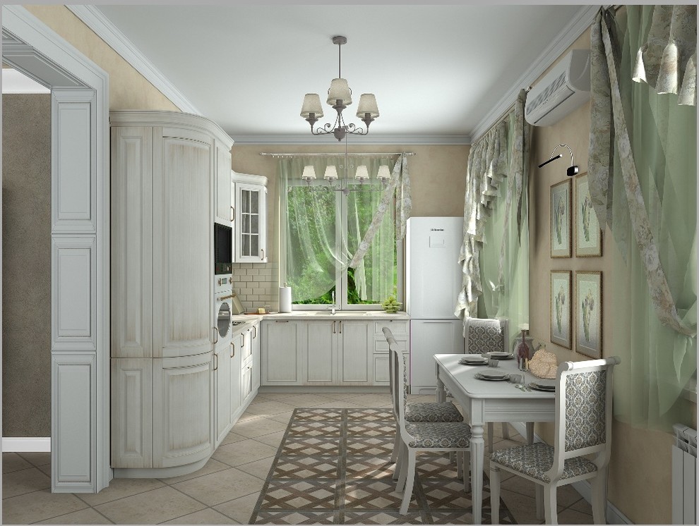 Кухня с гостиной для загородного дома