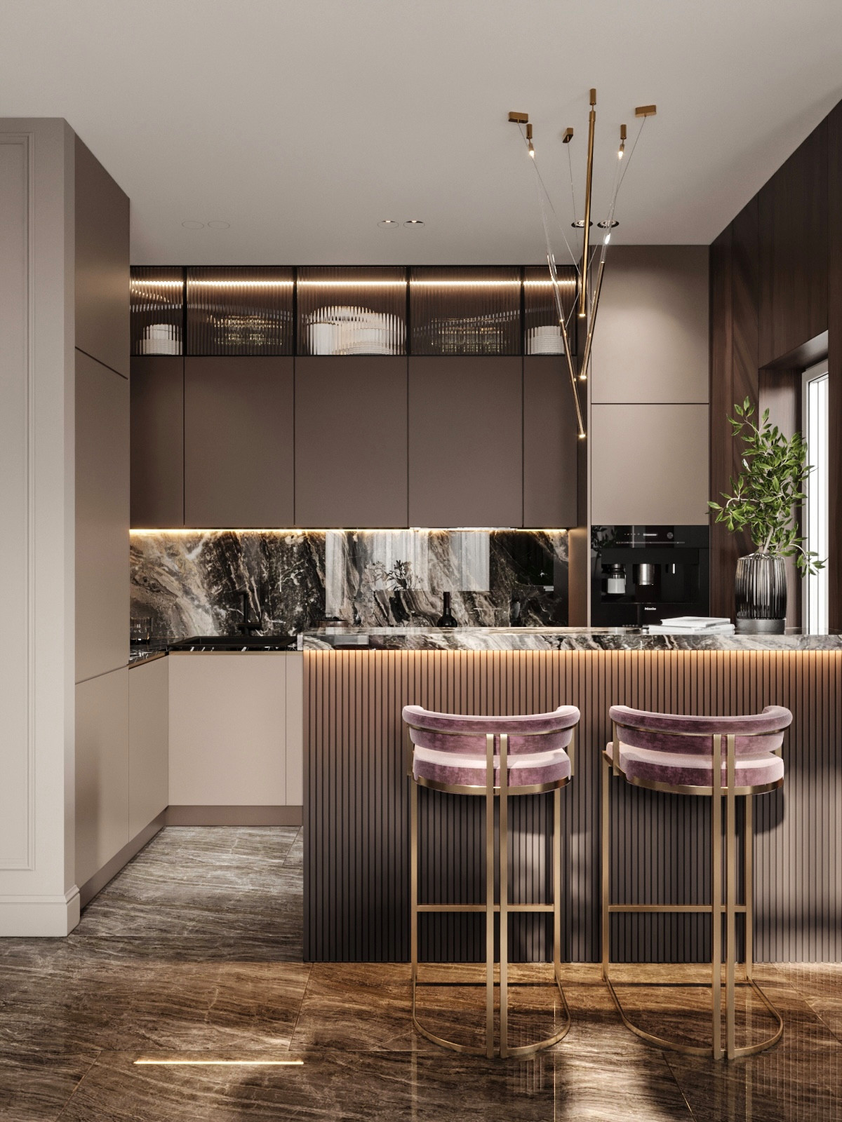 Потрясающий темный интерьер таунхауса