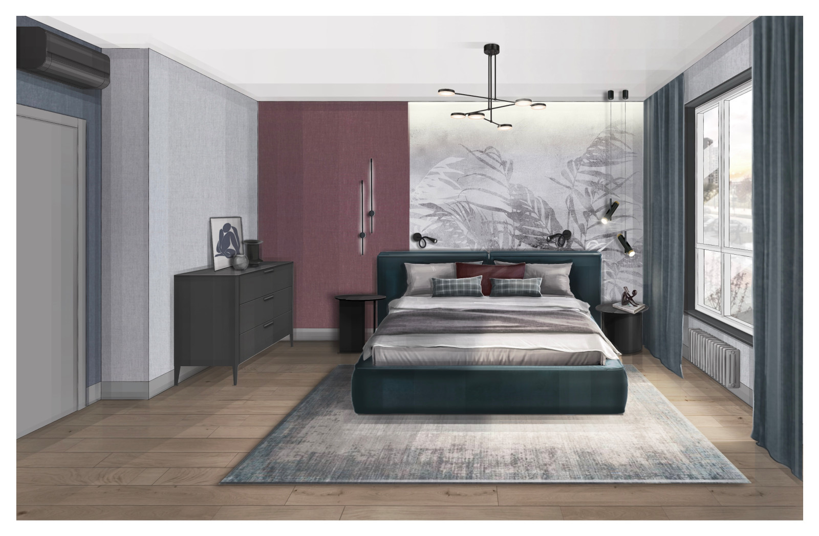 Обложка проекта: Спальня.Проект квартиры 60 м2,жк "Тринити", Москва