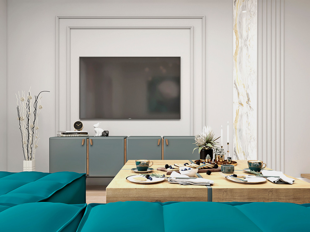 Кухня - гостиная с воздушной лестницей