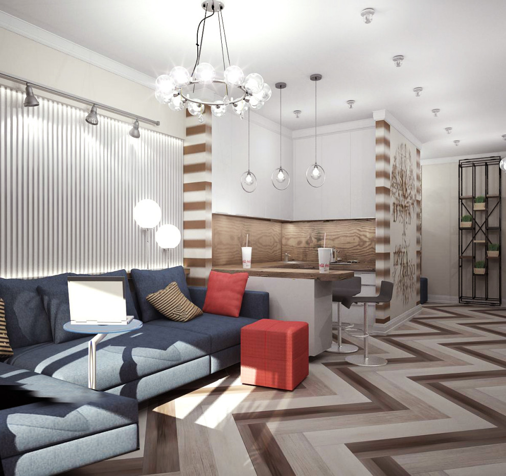 Яркий проект. Квартира 70 м.кв. фьюжн.