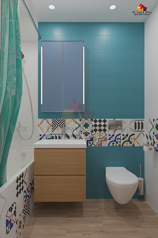 Дизайн однокомнатной квартиры, современный стиль с элементами скандинавского.