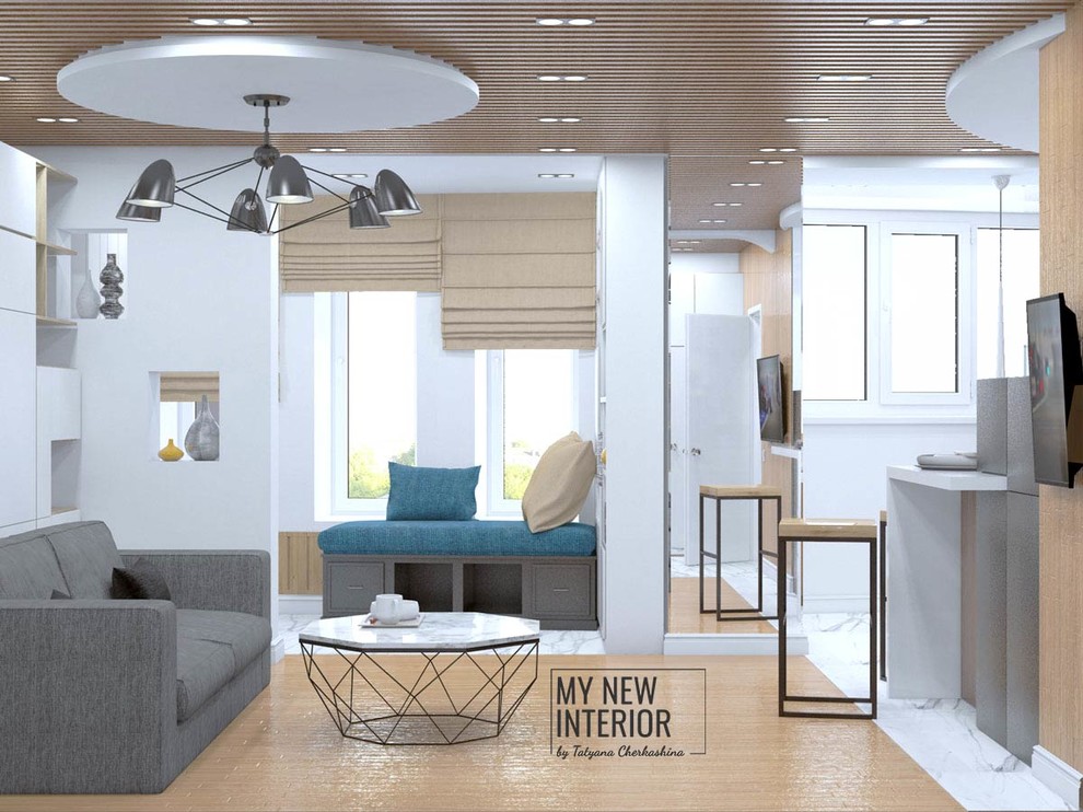 Дизайн квартиры студии 43 кв.м. в стиле минимализм