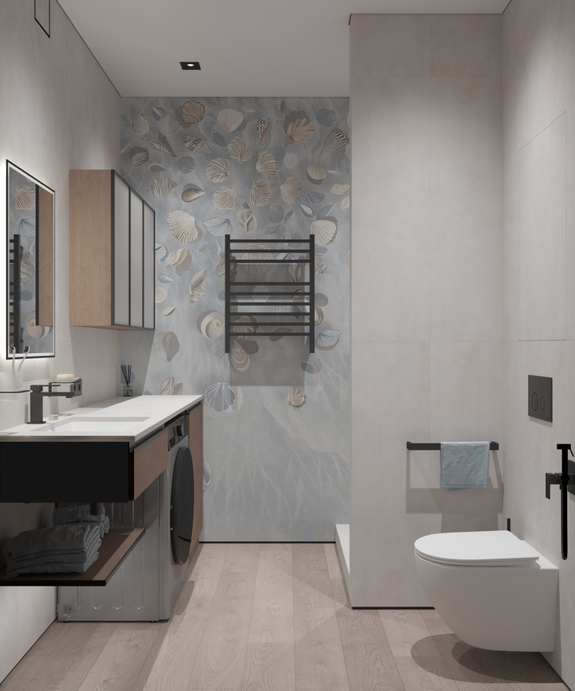 Обложка проекта: Современный сан.узел с обоями