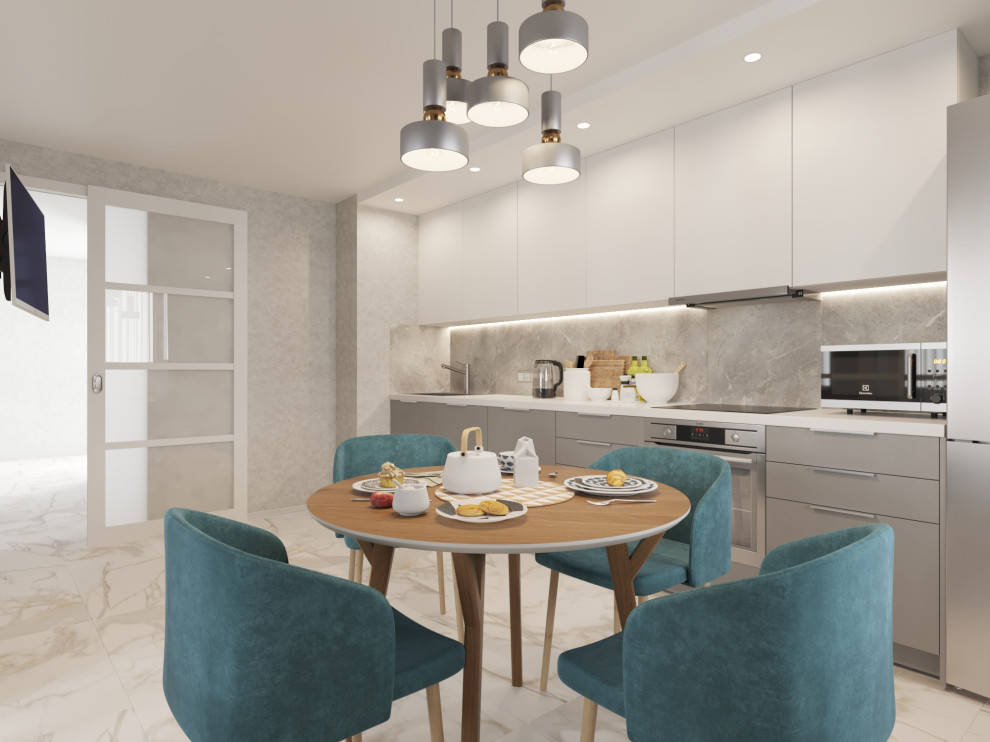 Квартира в оттенках синего для семейной пары