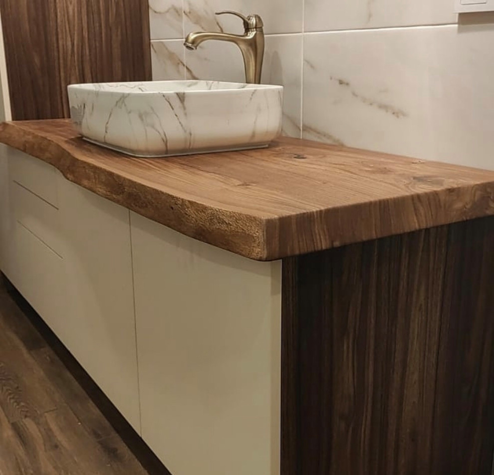 Обложка проекта: Столешница в ванную комнату из массива карагача размером 150х55 см