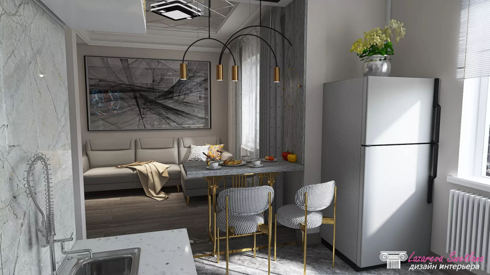 Визуализация дизайна  интерьера квартиры-студии