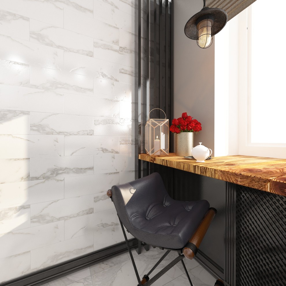 Кухня "Белый верх-черный низ" (6,2 м.кв.)