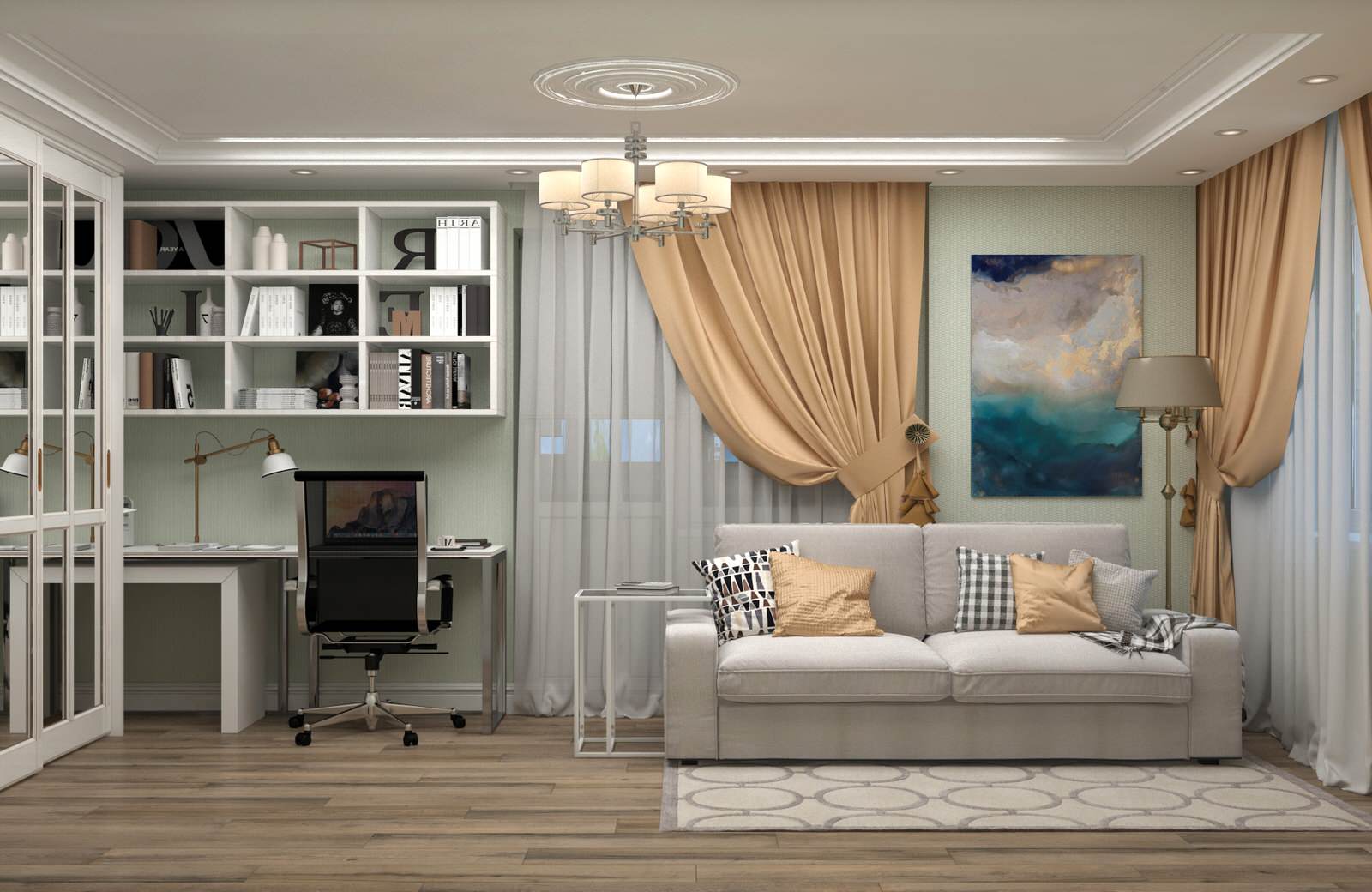 Дизайн проект гостиной в г. Жуковский