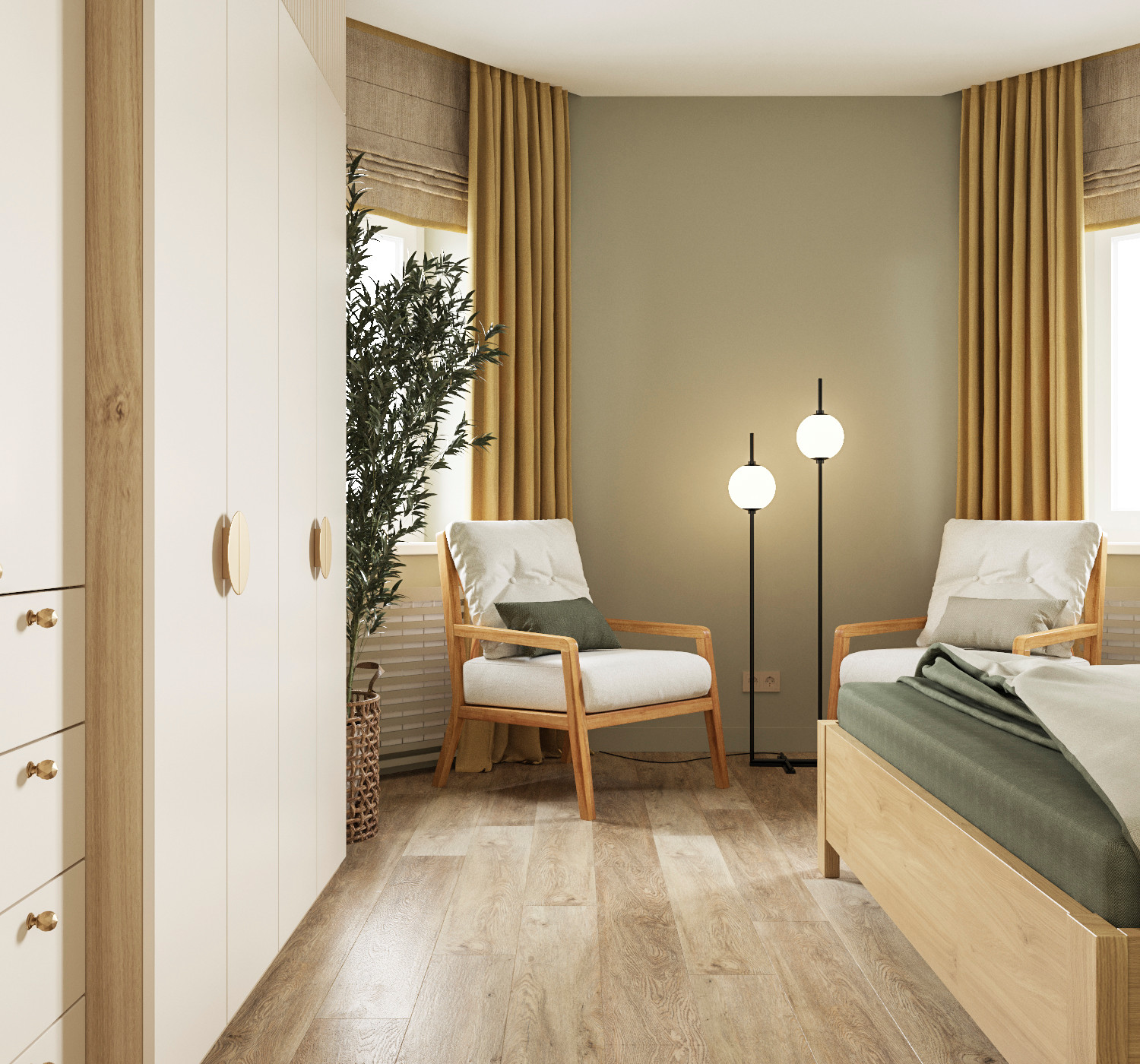 Четырех-комнатная квартира в светлых тонах.