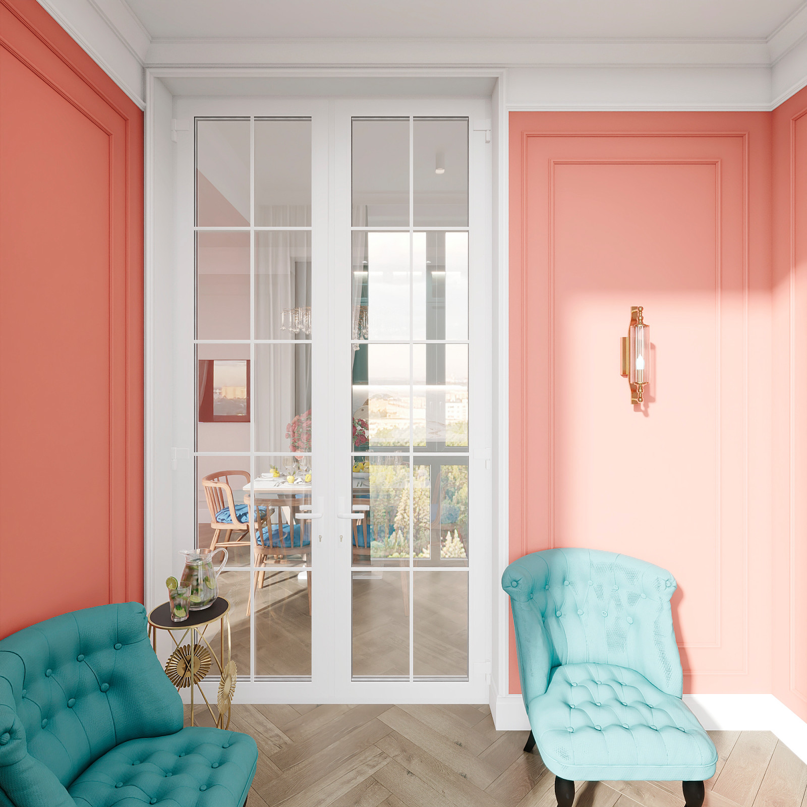 Утонченный проект с использованием разных стилей для семьи с двумя детьми