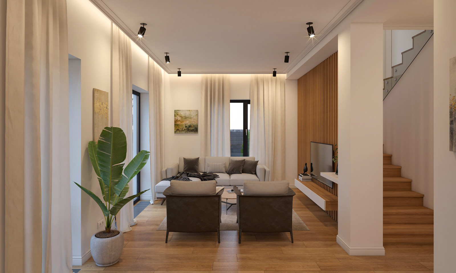 Обложка проекта: Гостиная и кухня современный минимализм