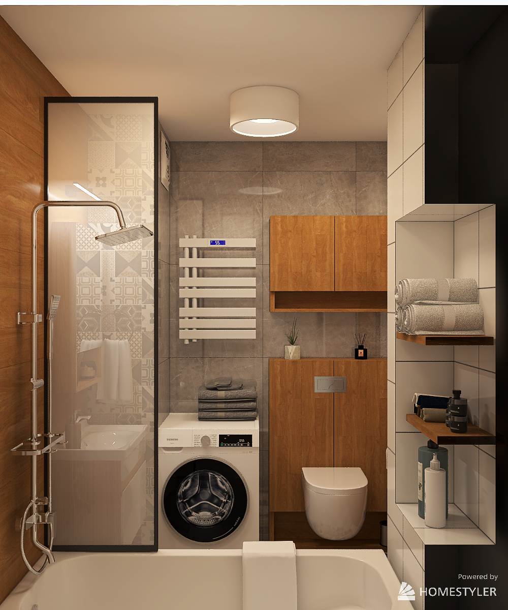 Квартира-студия с кроватью на подиуме для семейной пары