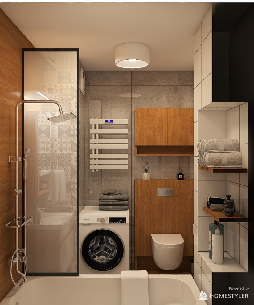 Квартира-студия с кроватью на подиуме для семейной пары