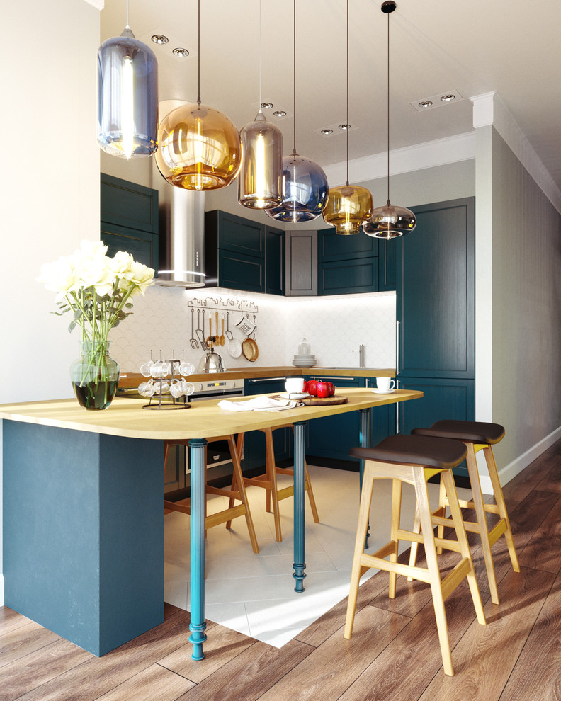 Дизайн интерьера гостиной-кухни для молодой пары с двумя детьми