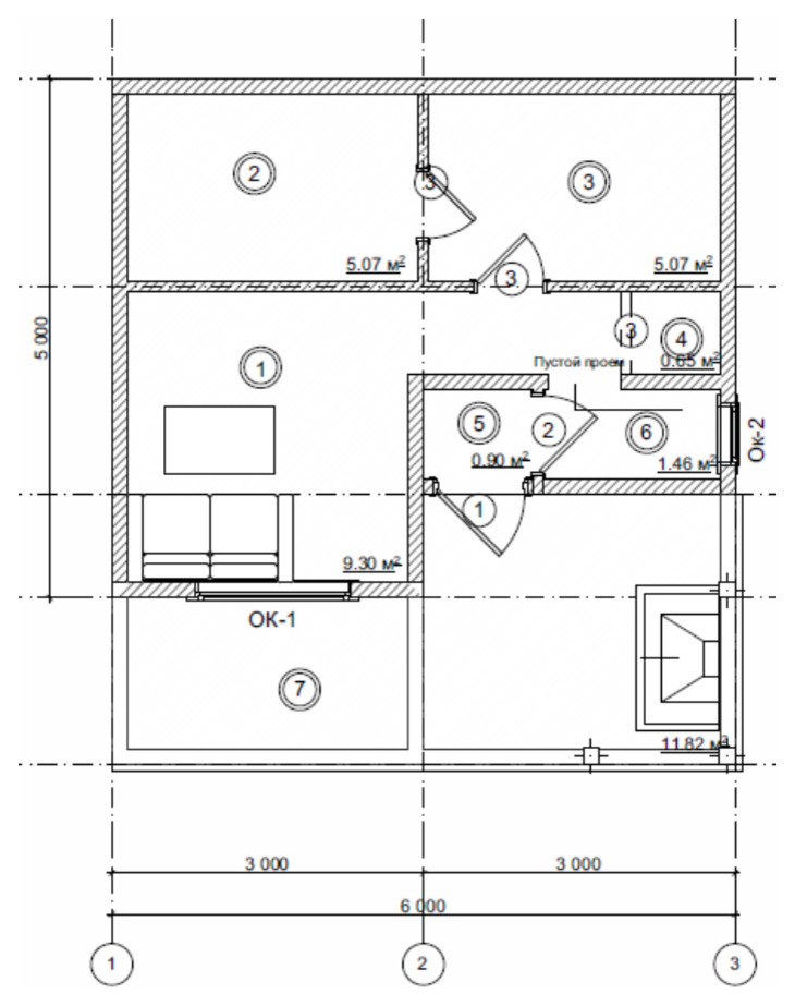 Проект бани из бруса 35 м2 - 1 этаж