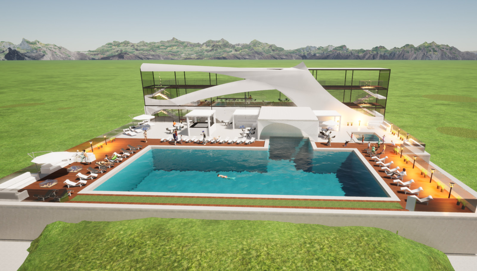 Дизайн проект павильона открытого бассейна