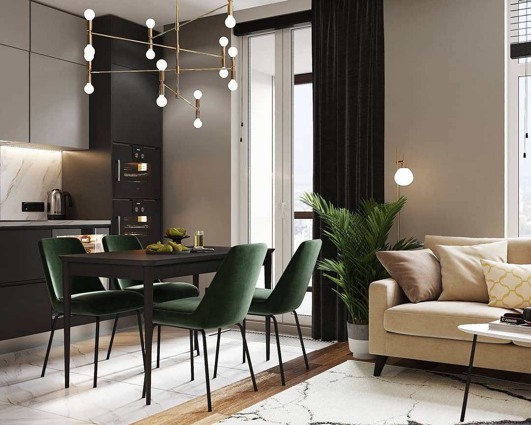 Проект кухни - гостиной 19м2