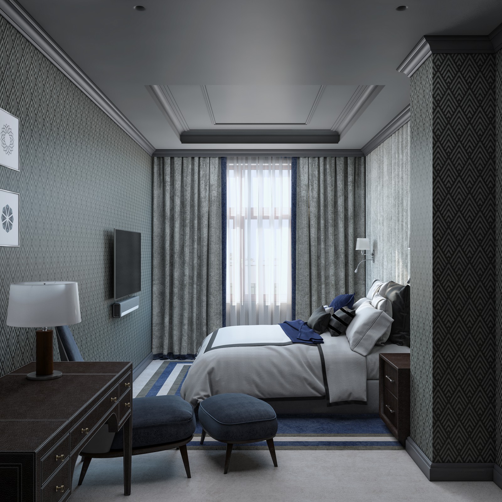 Визуализация квартиры. Серый тон - основной.