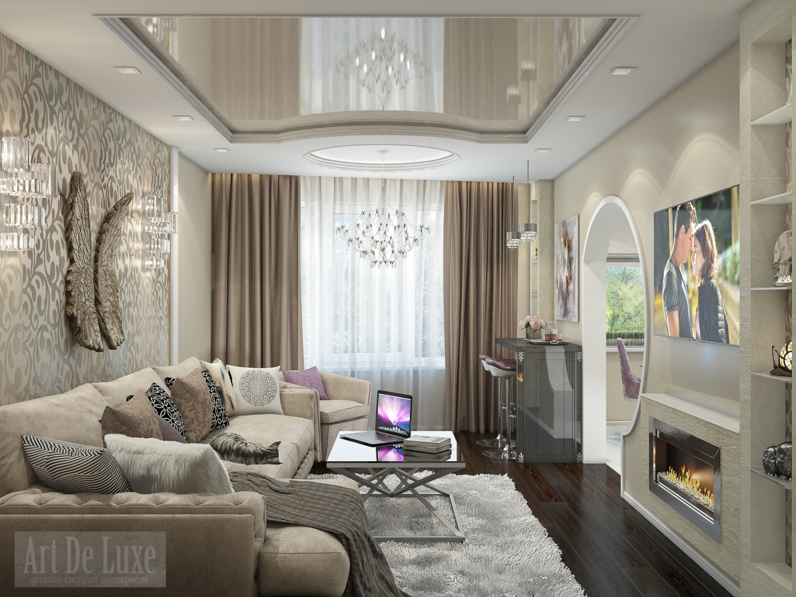 Обложка проекта: Гостиная, 2к квартира, Запольная, 60