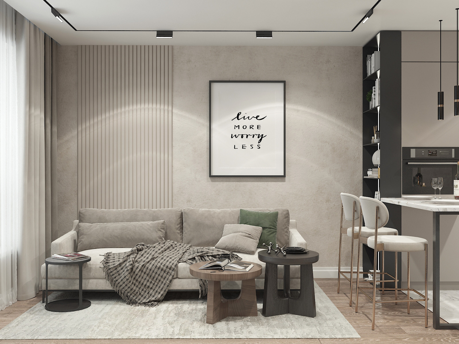 Дизайн-проект однокомнатной квартиры для молодой пары.