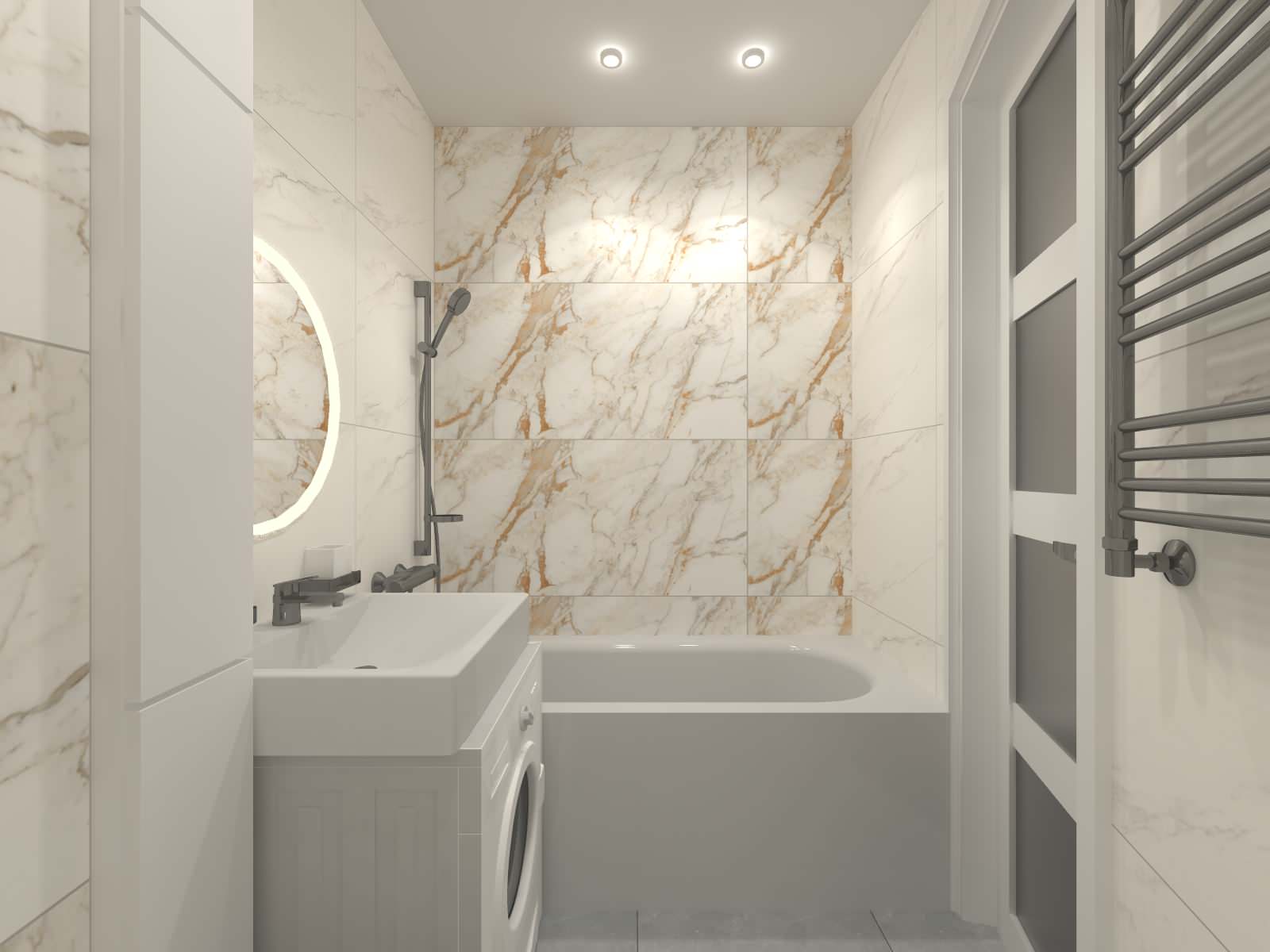 Обложка проекта: Дизайн совмещенной ванной комнаты с туалетом