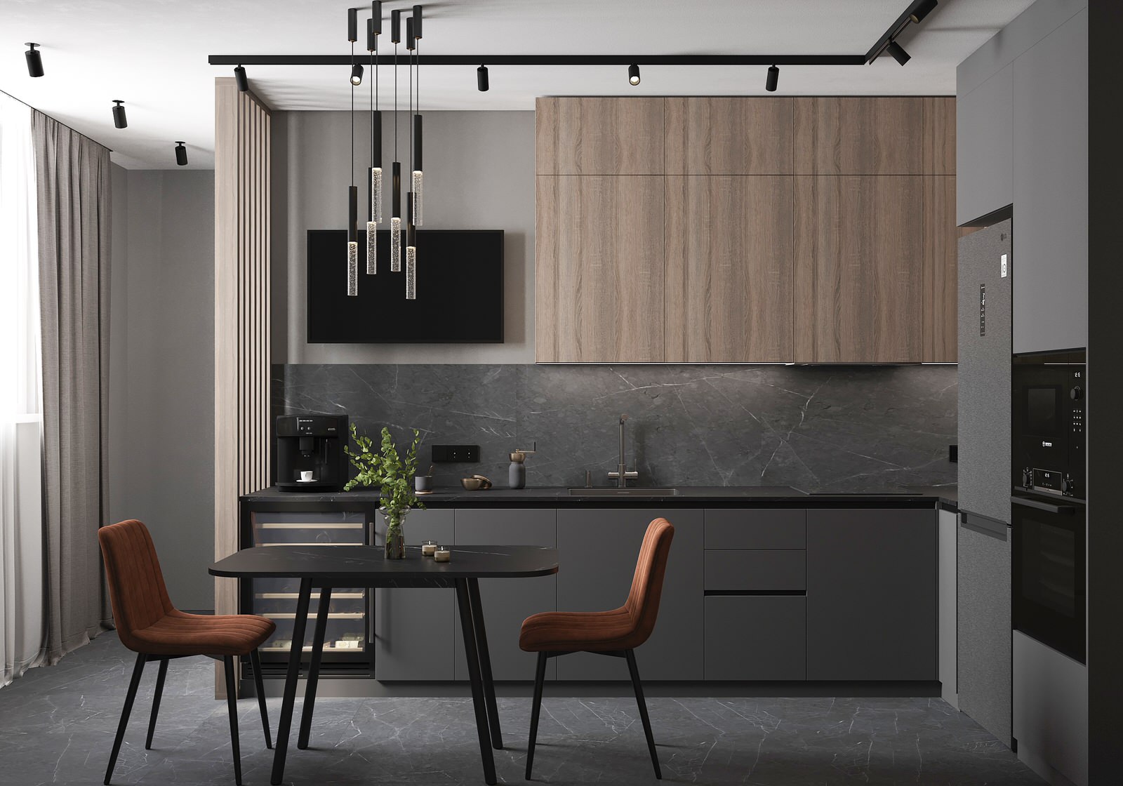 Евродвушка для молодой пары в темных оттенках