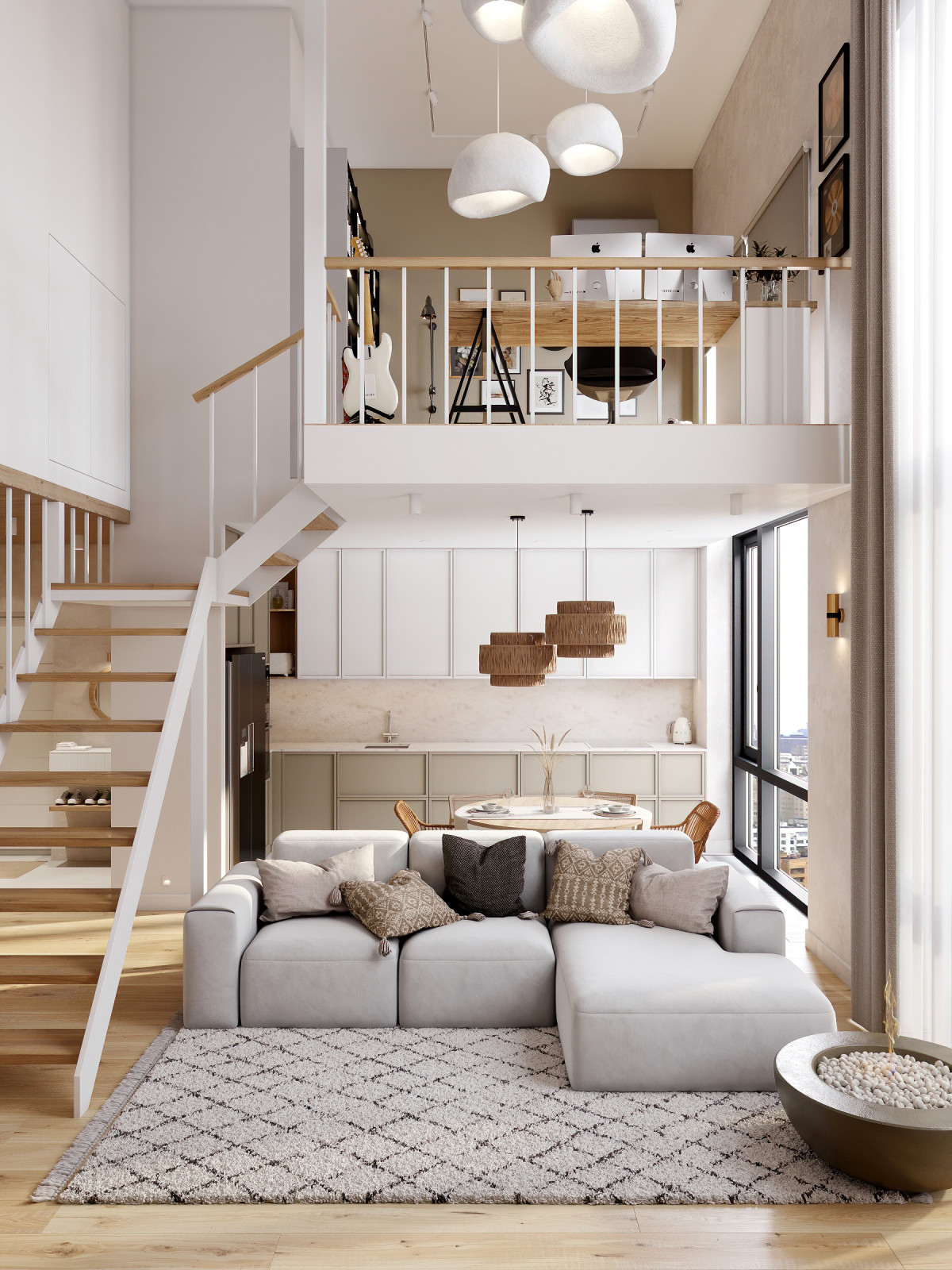 Обложка проекта: Двухуровневая квартира в стиле "ваби-саби" (ЖК Событие)