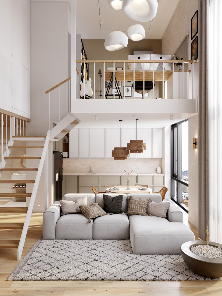 Обложка проекта: Двухуровневая квартира в стиле "ваби-саби" (ЖК Событие)