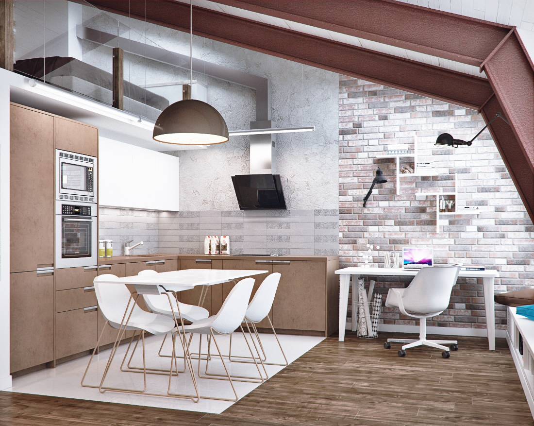 Мансардная квартира в кофейных тонах