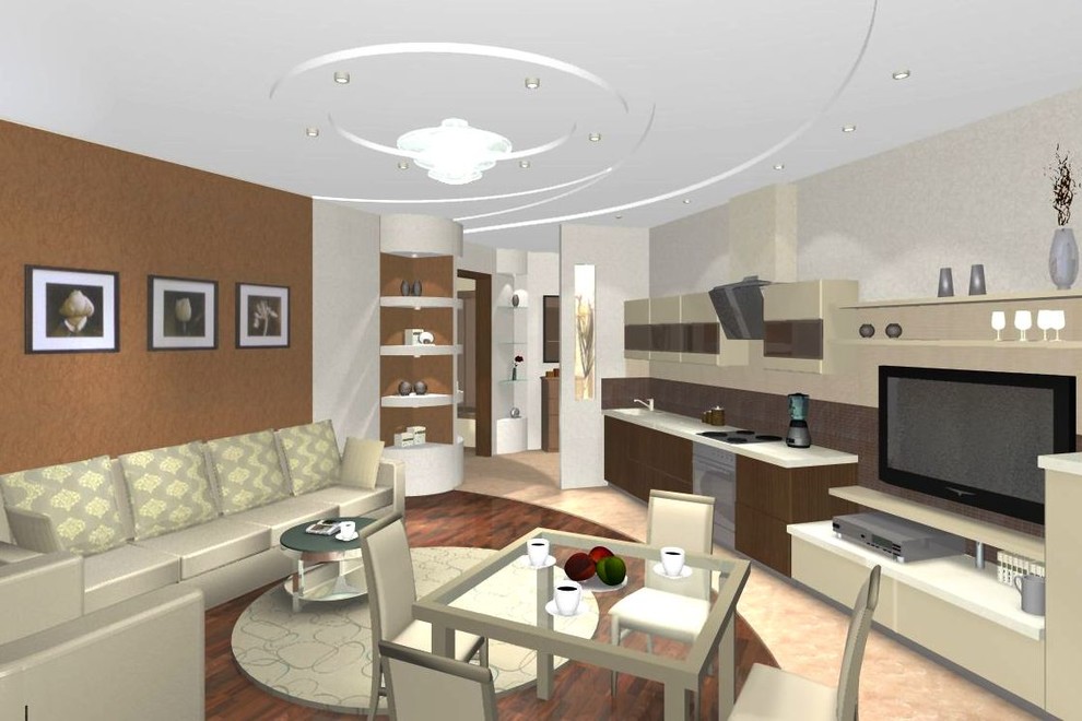 Обложка проекта: Интерьер квартиры с нестандартной гостиной