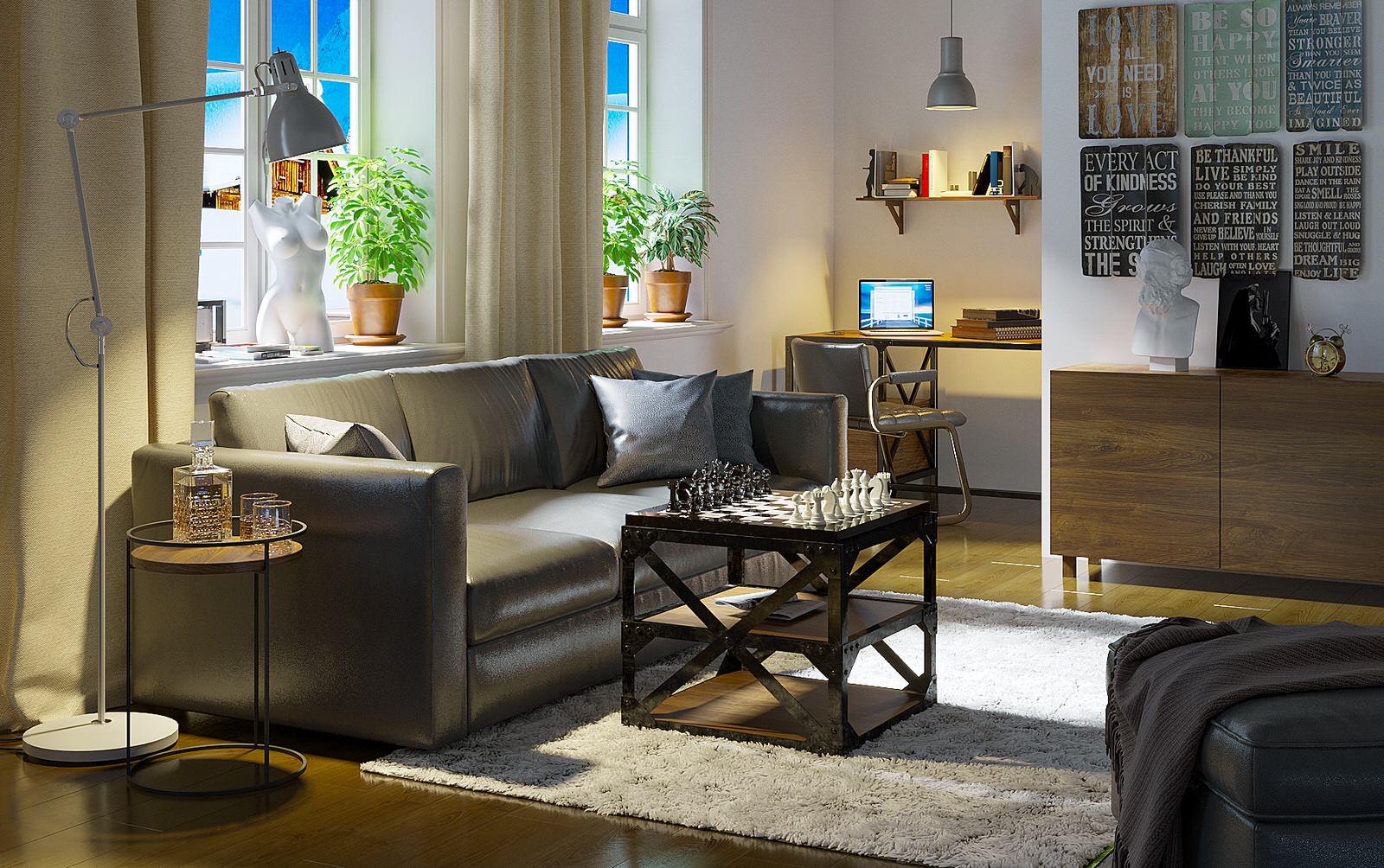 Обложка проекта: Проект домашнего кабинета с возможностью приемом посетителей площадь 30.м