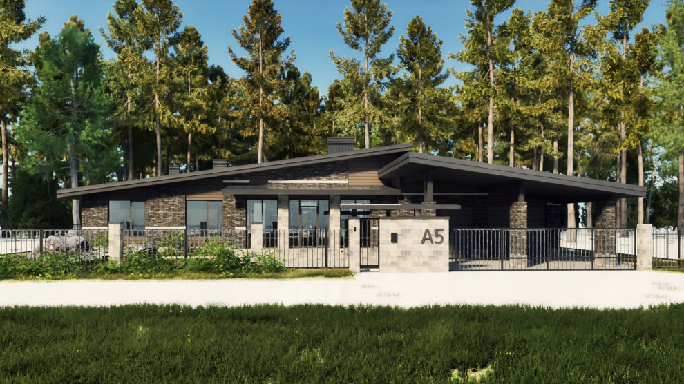 Обложка проекта: Одноэтажный дом 300кв, с баней, гаражом и террасой