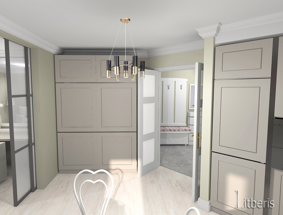 Современный светлый интерьер квартиры с элементами классики