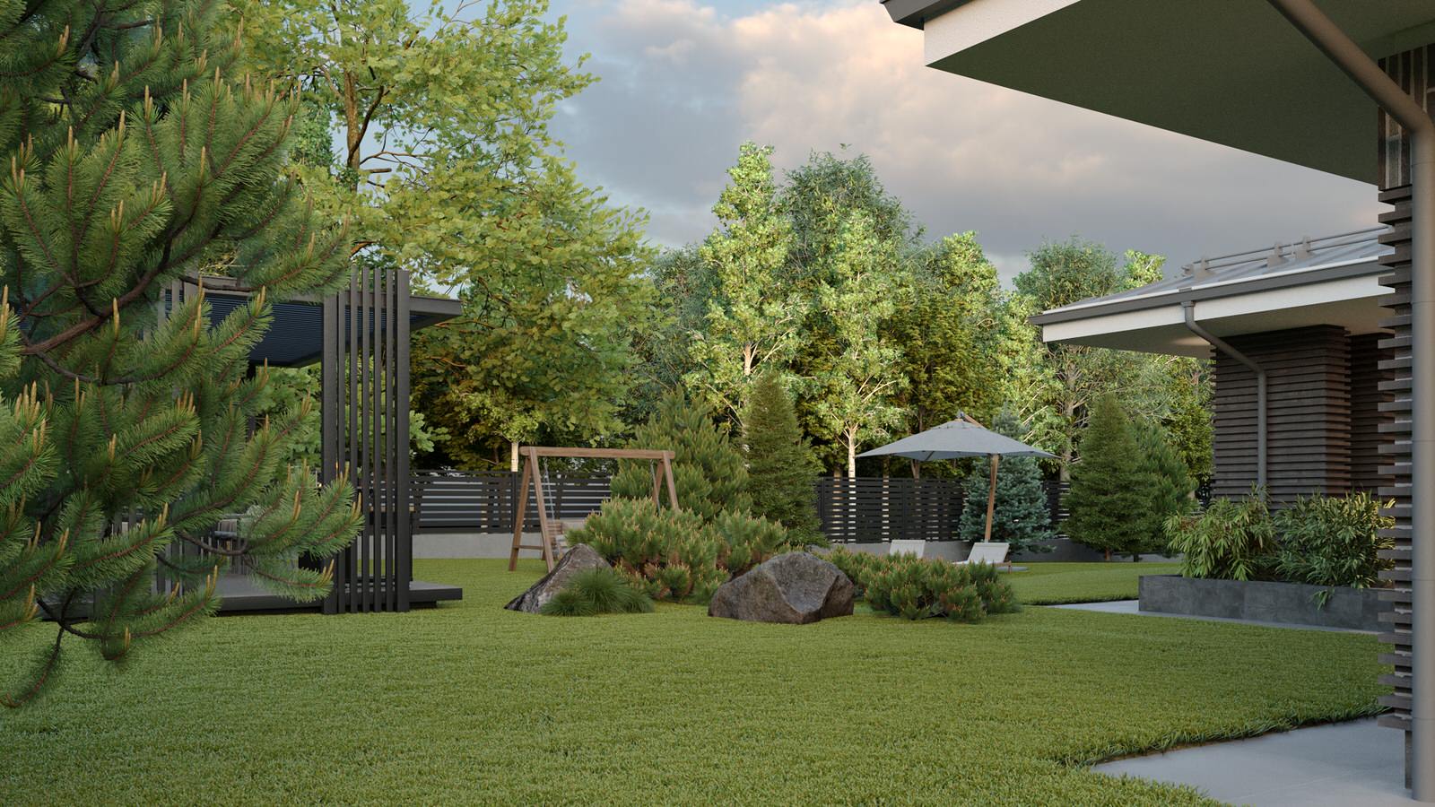 одноэтажный дом в живописном мест