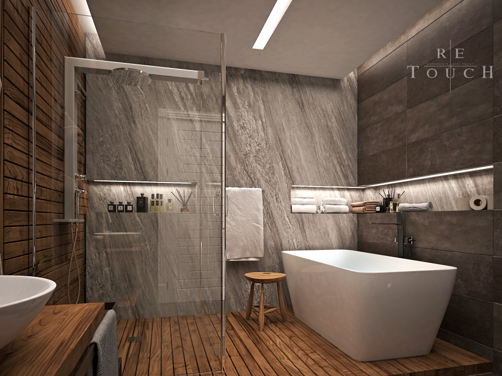 Обложка проекта: Bathroom Project: grey and wood