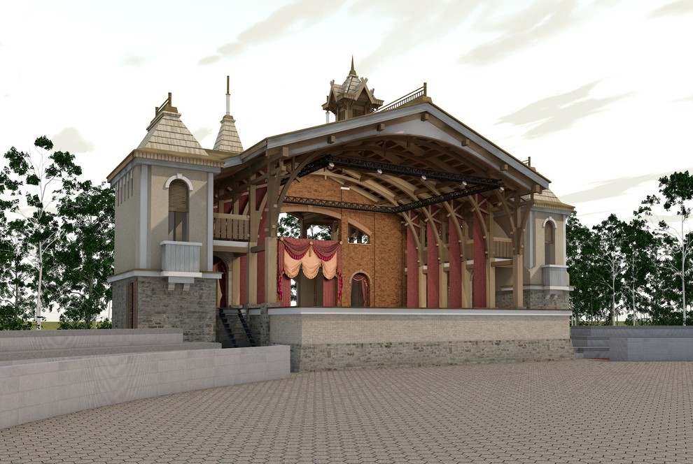 Проект реконструкции ЦПКиО Новоуральский. Сцена-театр 2017-2018г