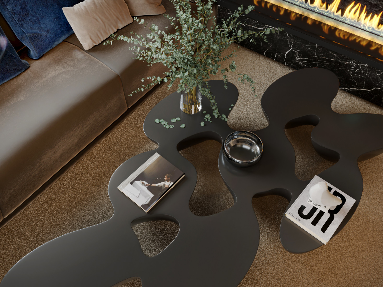 Роскошная гостиная в эклектике с элементами хайтека и минимализма, ЖК "Мегаполи"