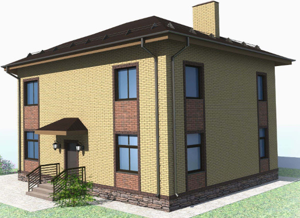 Двухэтажный кирпичный коттедж