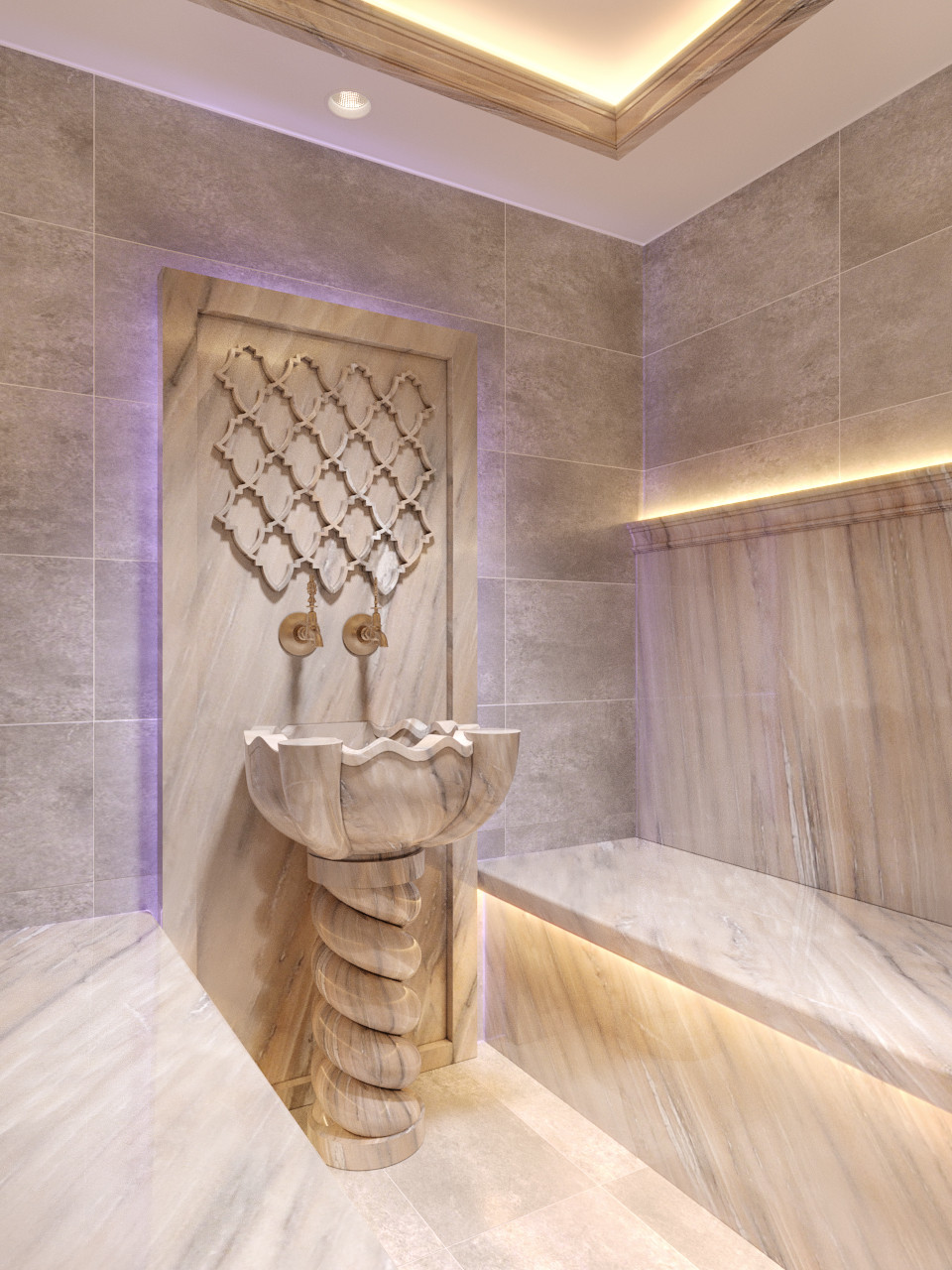 Проект турецкая баня (хамам) с аркой и курной на пьедестале