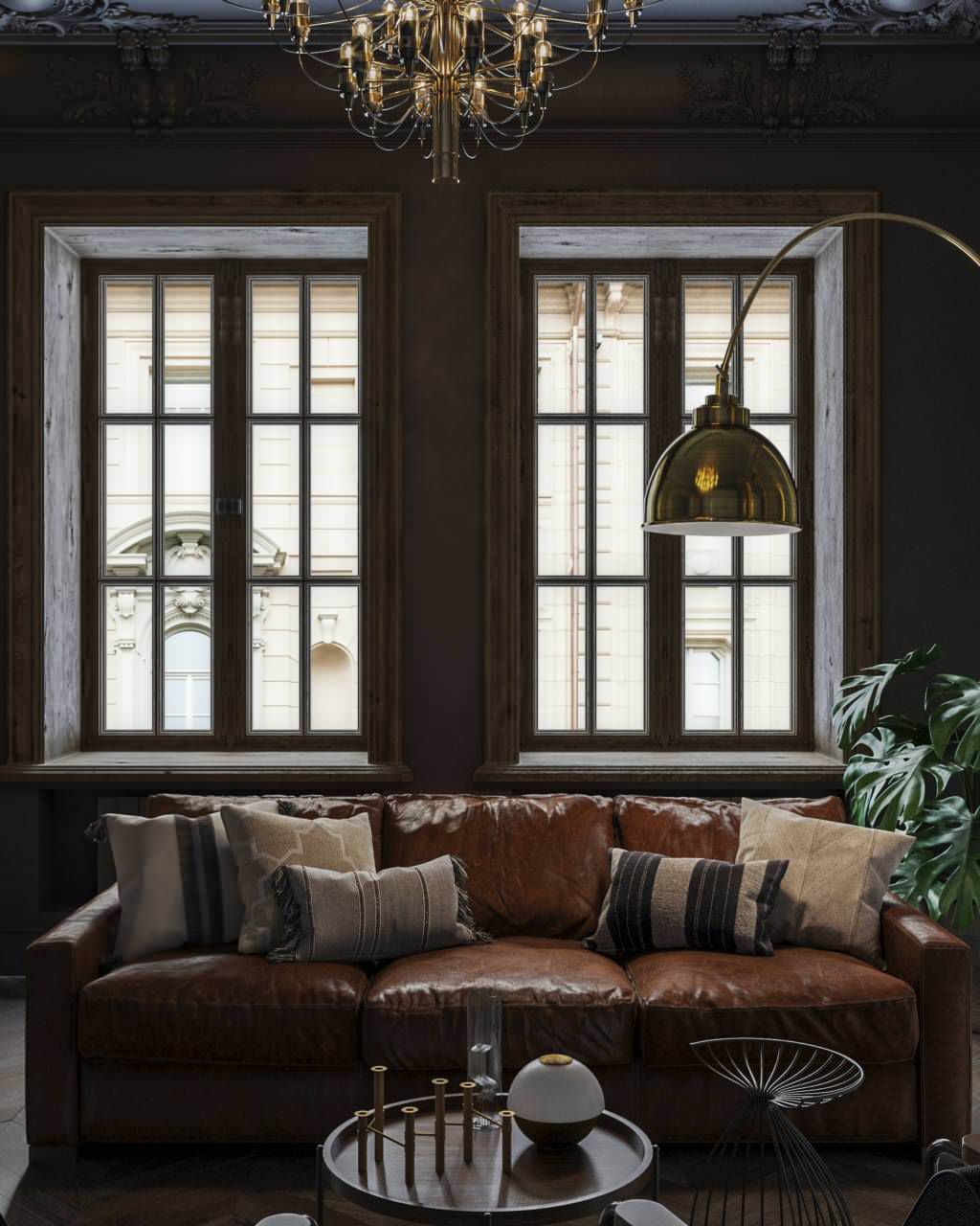 Black interior for a bachelor in St. Petersburg, 75m2