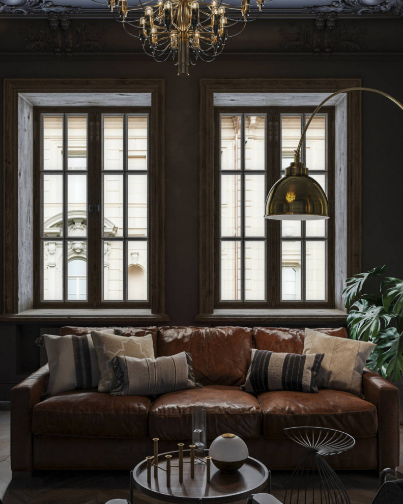 Black interior for a bachelor in St. Petersburg, 75m2