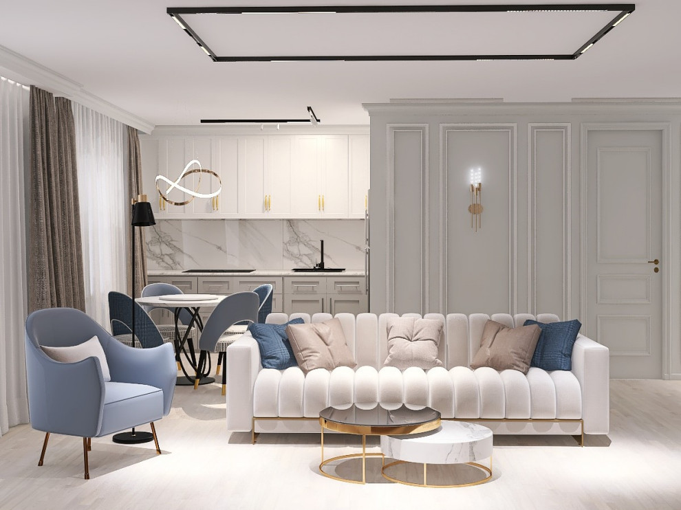 3-х комнатная квартира 90 м2 для семьи с двумя детьми в современном стиле