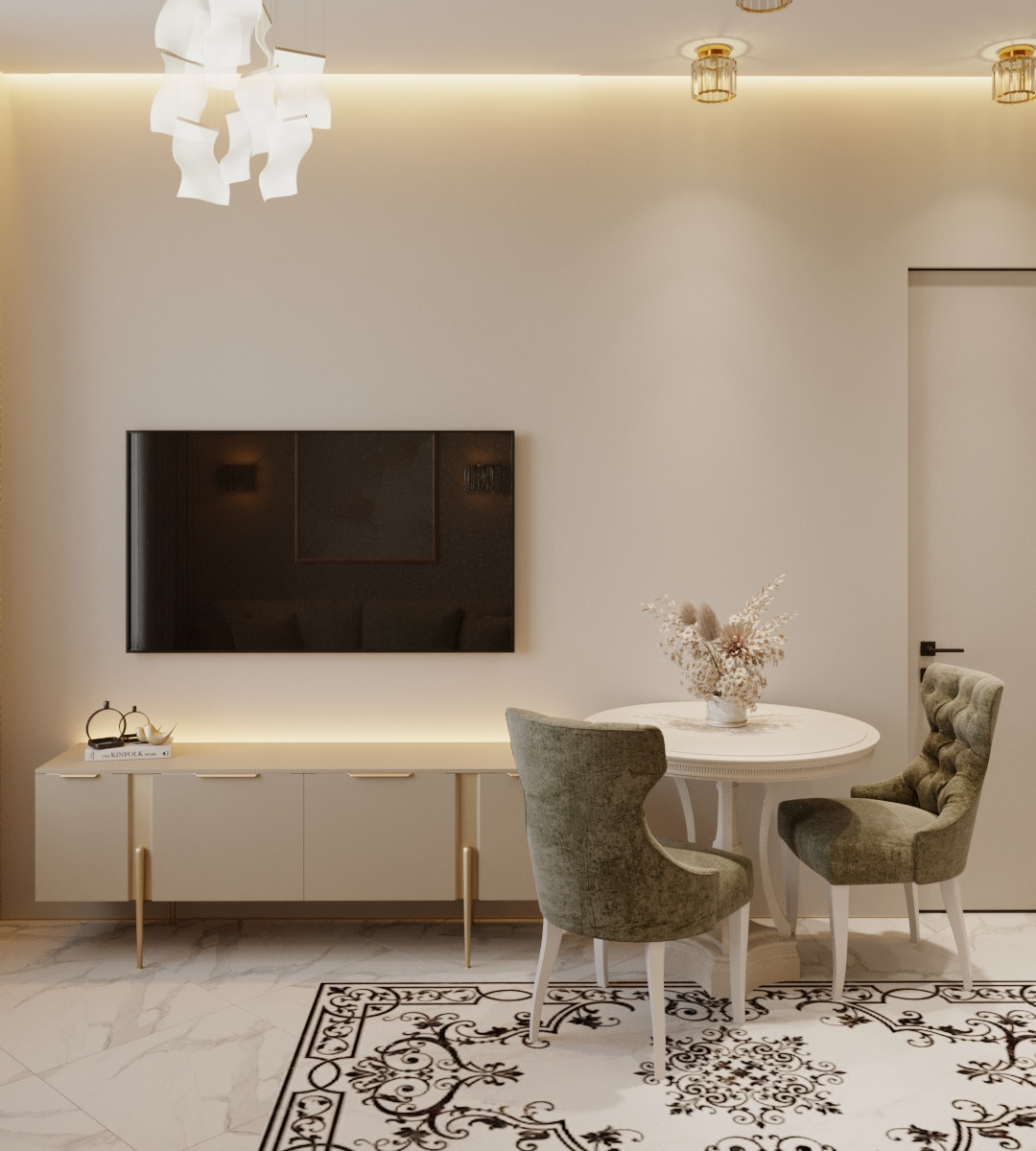 Современный интерьер в нюдовых тонах