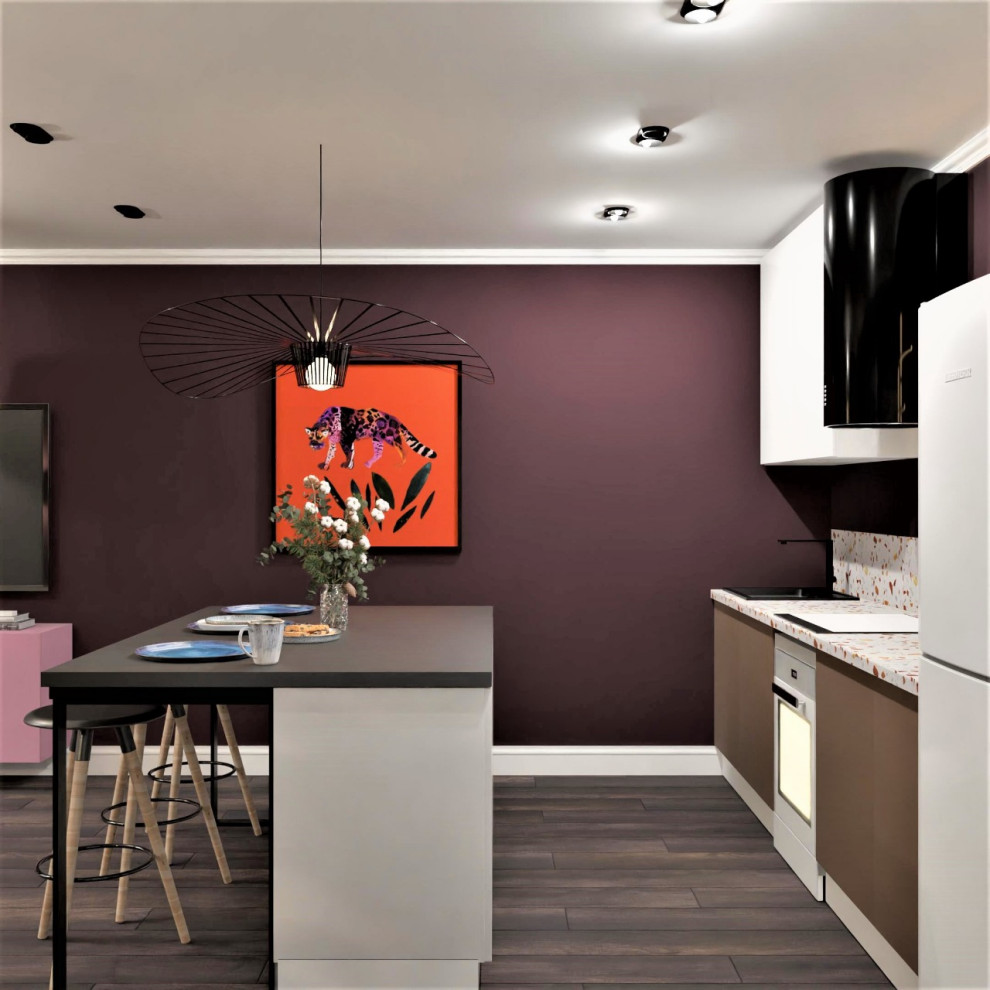 Фиолетовая кухня-гостиная☺