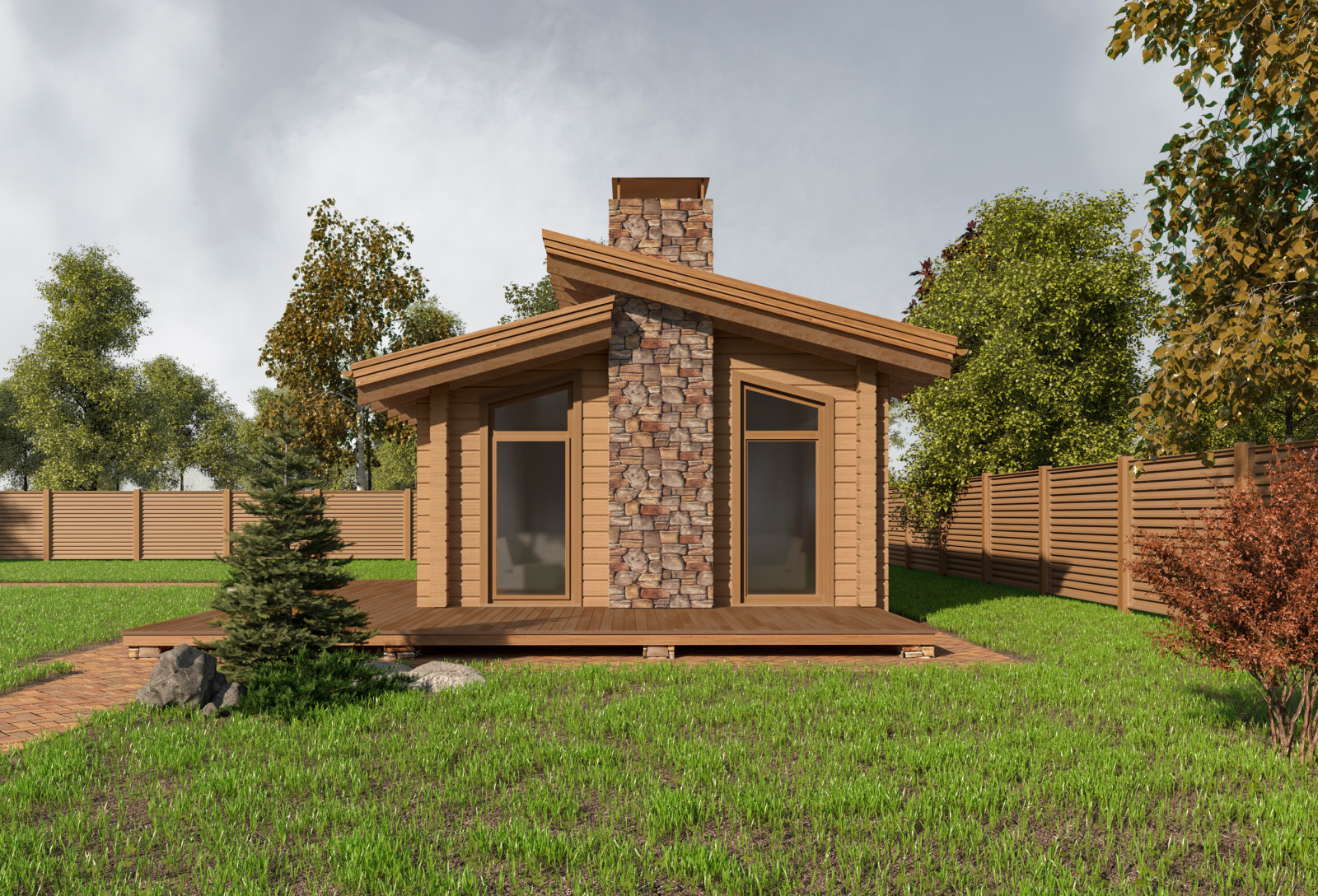 Эскизный проект. Павильон-барбекю из клееного бруса. Тульская область. 2020 г.