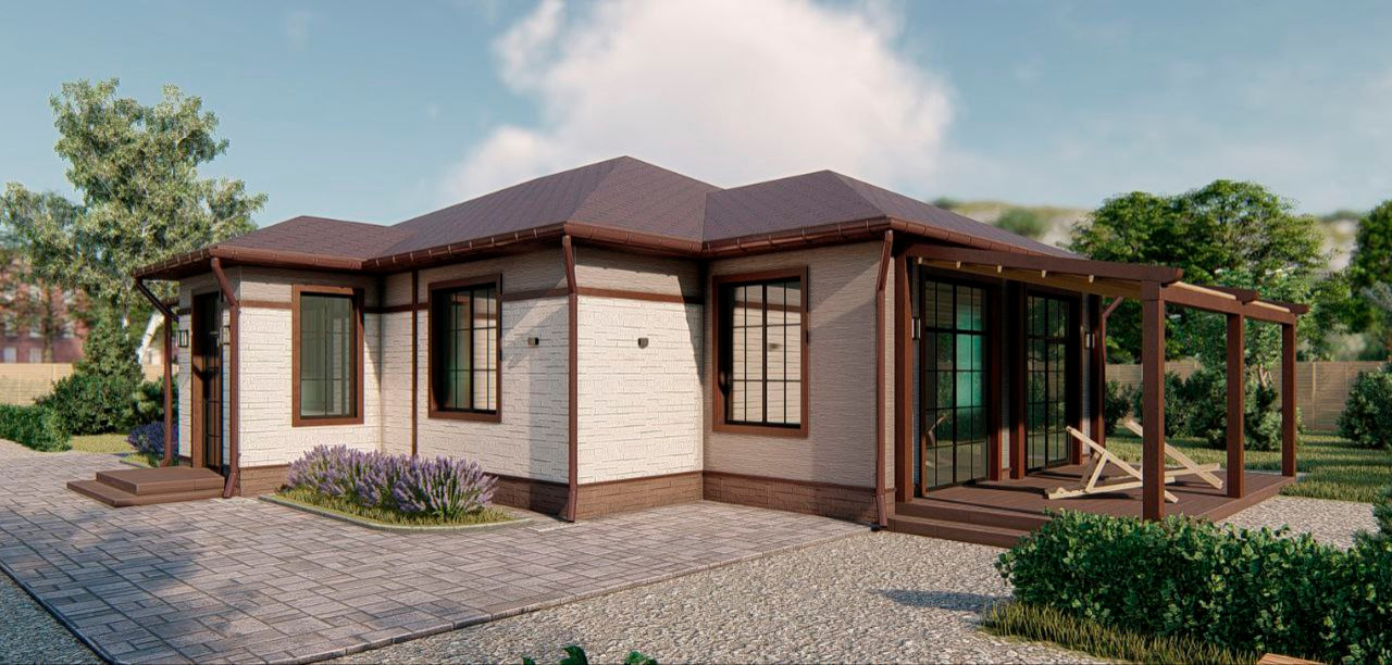 Дизайн экстерьера 1-этажного дома